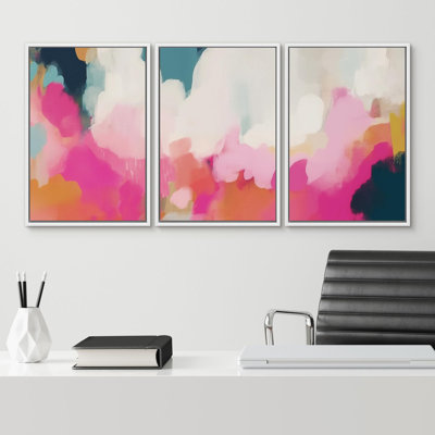 " Vibrant Abstract Contemporary Color Illustration Modern Colorful Ultra " 3 - Pieces on Canvas