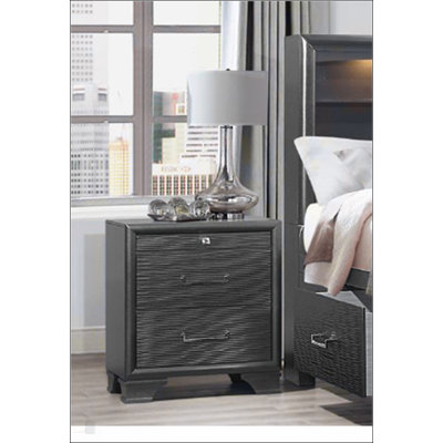 Civic Grey Nightstand With Durable Construction And Compact Design, Perfect For Modern And Minimalist Home Decor.