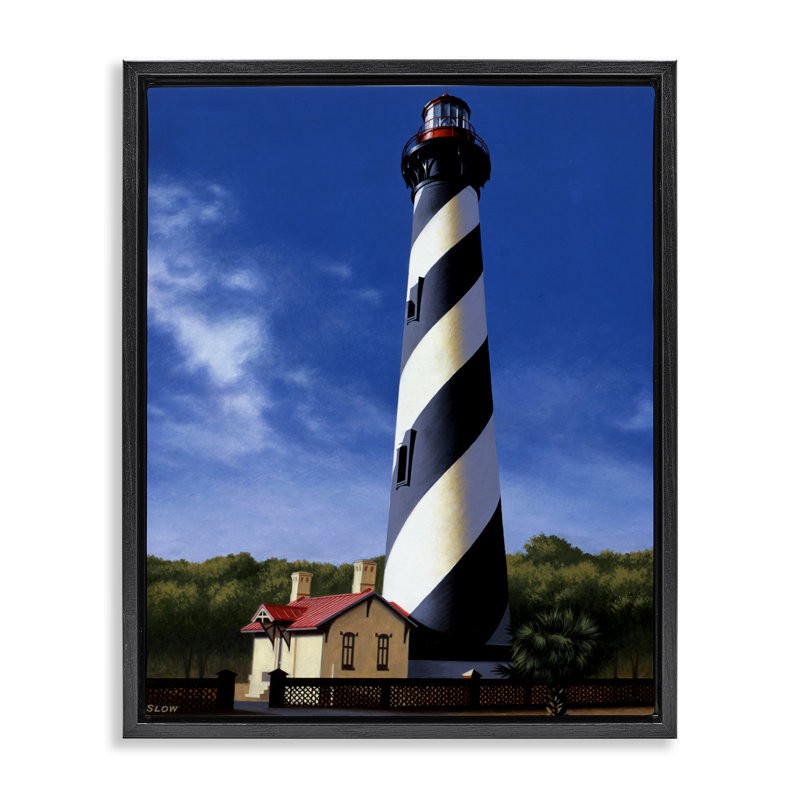 Cadre flottant du phare St. Augustine, design par Wind River Studios, H 31 po x l 25 po, Cadre flottant noir de jais