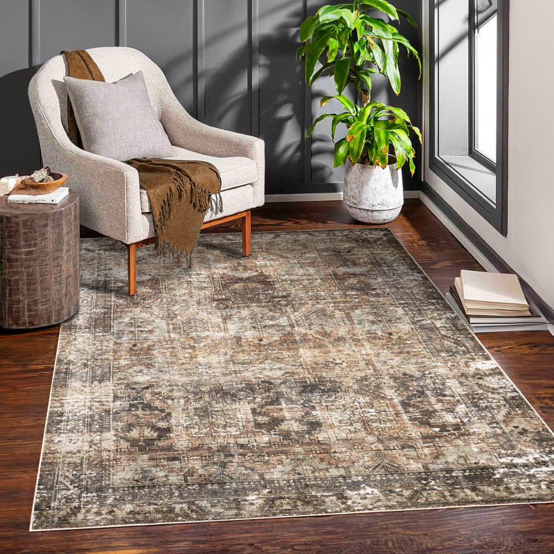 Allauddin Oriental Machine Woven Cotton/Polyester Area Rug in Brown, Rectangle 2' x 3'3"