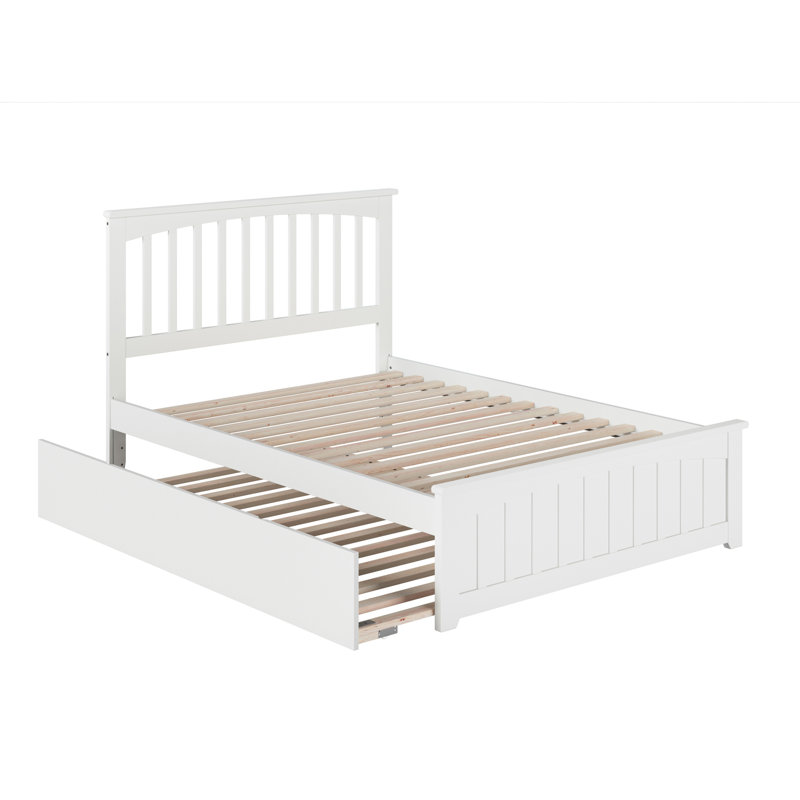 Huntsville Solid Wood Platform Bed with Matching Footboard and Roll Out Trundle, White