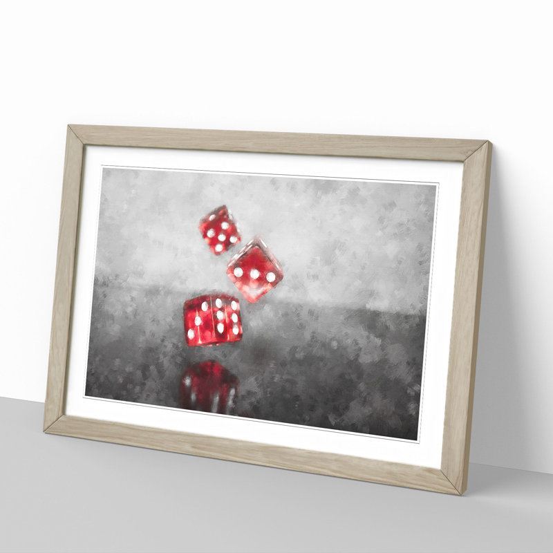 Rolling the Dice - Picture Frame Painting, 27cm H x 36cm W x 2cm D, Oak Framed