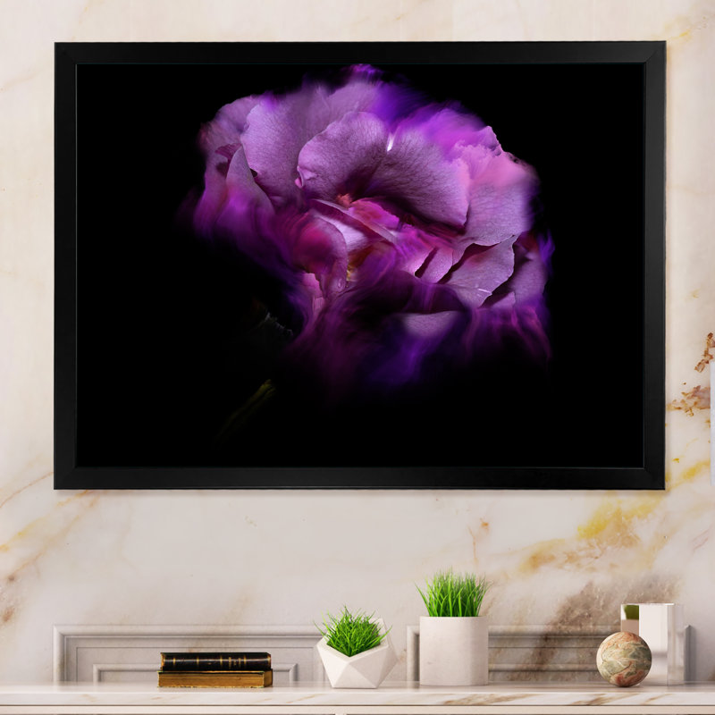 " Purple Dark Fractal Flower IV ", Black Picture Frame, 8" H x 12" W x 1" D