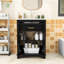Meuble-lavabo élégant avec lavabo en céramique, tiroir basculant, portes à fermeture en douceur et tablette réglable-1660117498