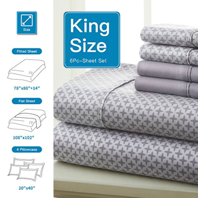 Microfiber Geometric Sheet Set, King