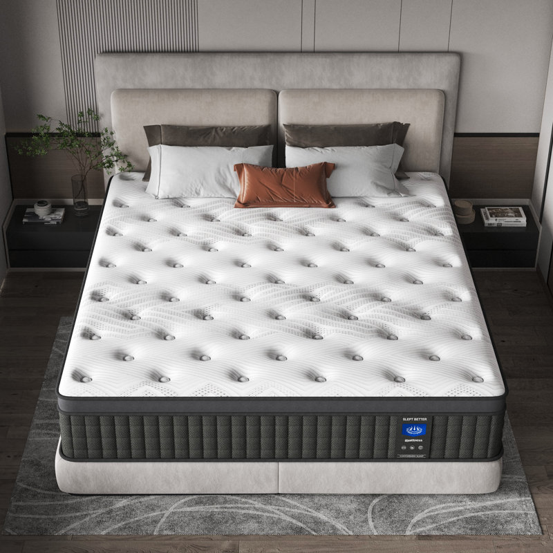10/12/14 Inch Mattress Hybrid Mattress Euro Top With Gel Memory Foam Motion Isolation Individually Wrapped Pocket Coils Pressure Relief Mattress