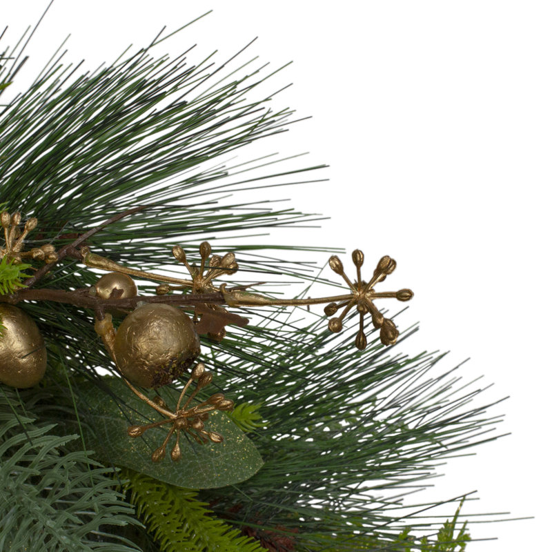 Couronne de Noël artificielle à feuilles, baies et cèdres - non éclairée 20 pouces