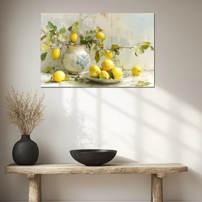 Art mural citron, impression sur toile de fruits italiens, images de cuisine de citron pour impressions murales, affiche rétro méditerranéenne pour œuvre d'art de cuisine et décoration de salle à manger 20 po x 30 po