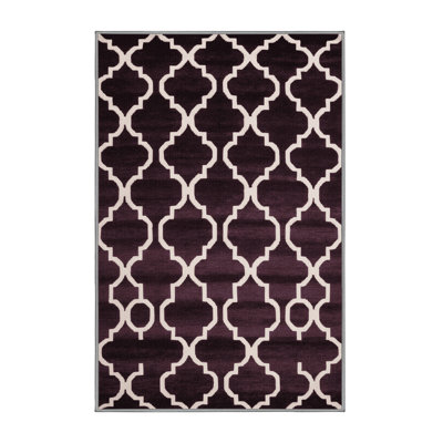 Tapis brun treillis lavable à la machine