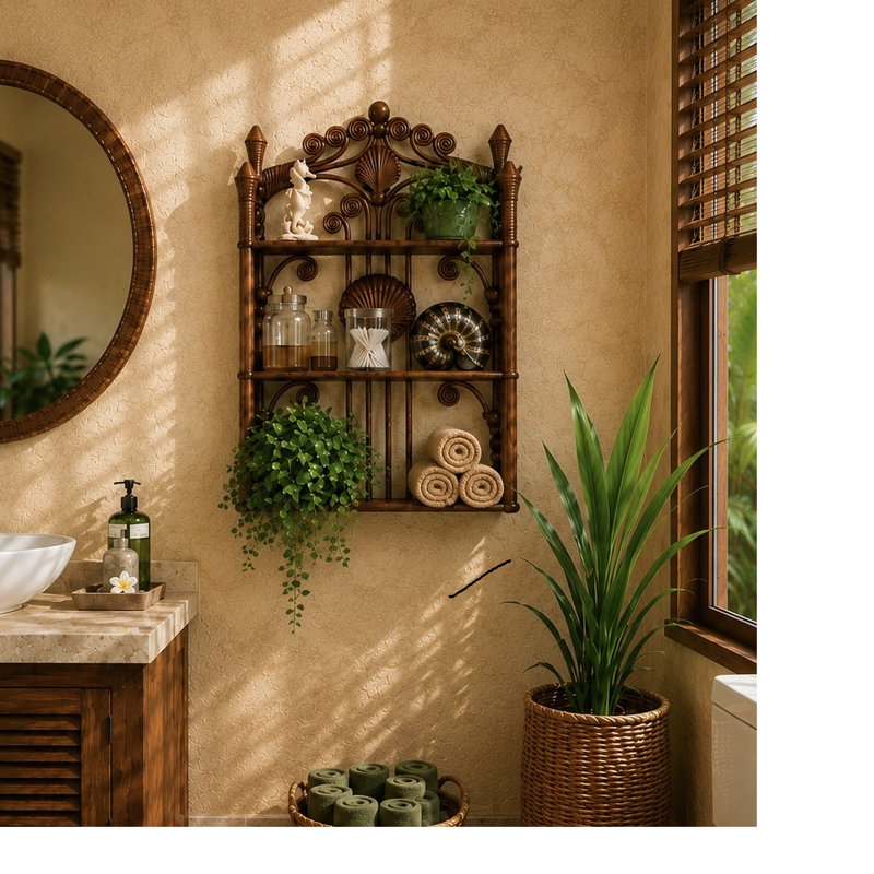 Maumelle 3 Piece Wicker Tiered Shelf, Brownwash