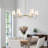 47”w Classic Chandelier With White Linen Shades-1168848332