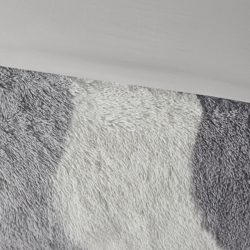 Ensemble d'édredon en fausse fourrure 2 pièces TG Cassie, Édredon simple + 1 taie décorative standard, Gris