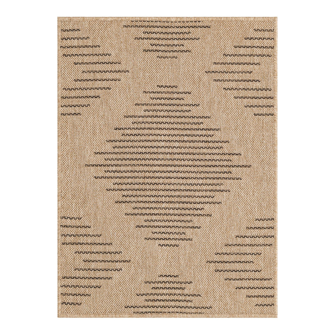 Atticus Geometric Machine Woven Polypropylene Area Rug in Natural Union Rustic Rug 