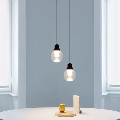 Mini-luminaire suspendu sphérique transparent 1 lumière