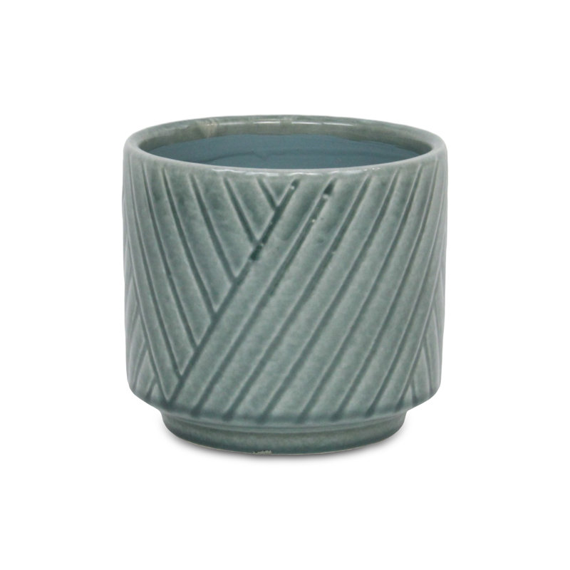 Kettering Handmade Ceramic Pot Planter, 5.25" H x 6" W x 6" D, Green