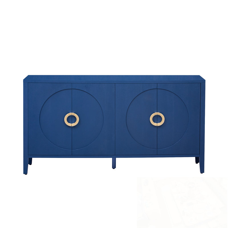 Sideboard With 4 Doors And Sturdy Legs, Navy Blue