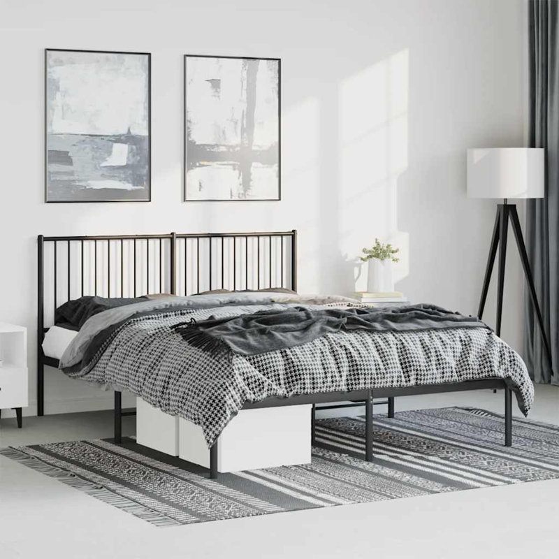 Structure de lit en métal, robuste, sans matelas, Noir, Grand