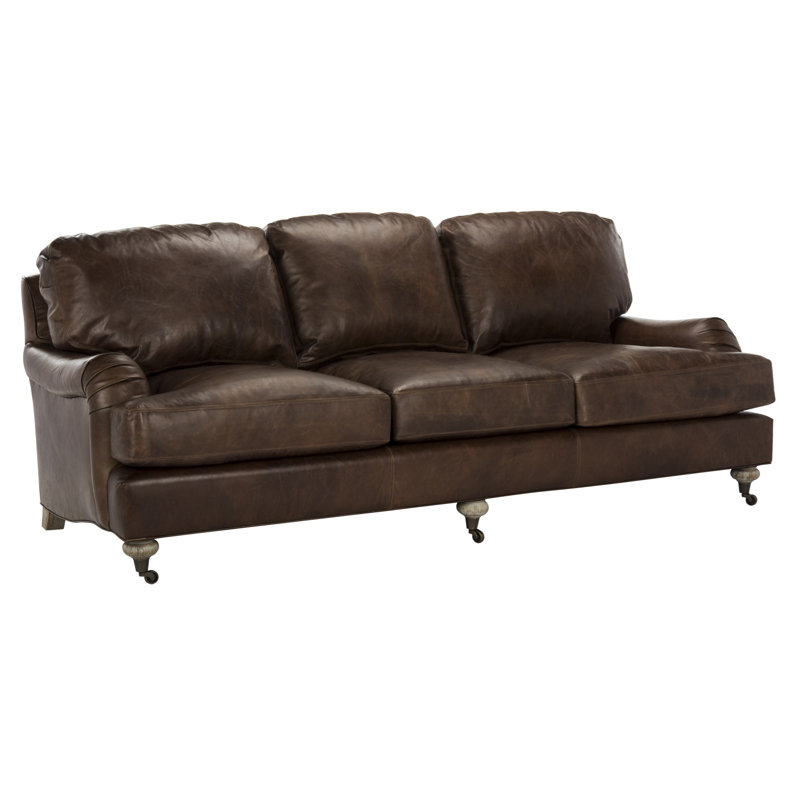 Rhys Upholstered 890'' Sofa, Brown Faux Leather