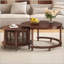 Table basse vintage rétro avec six portes décoratives en forme de bambou et pieds rétro perlés