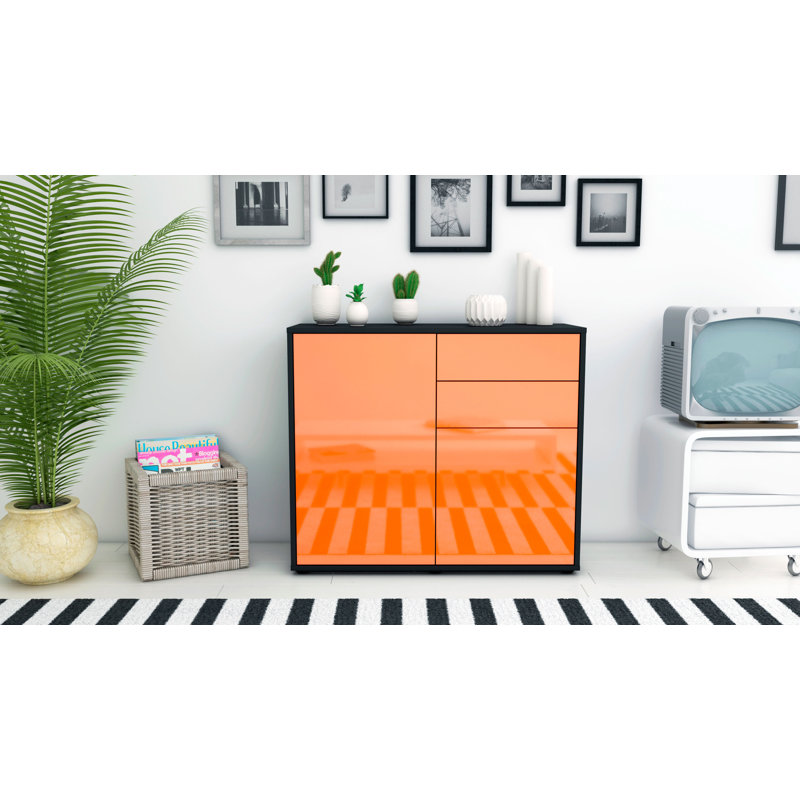 Princeton 92cm Sideboard, Anthracite/High-gloss orange