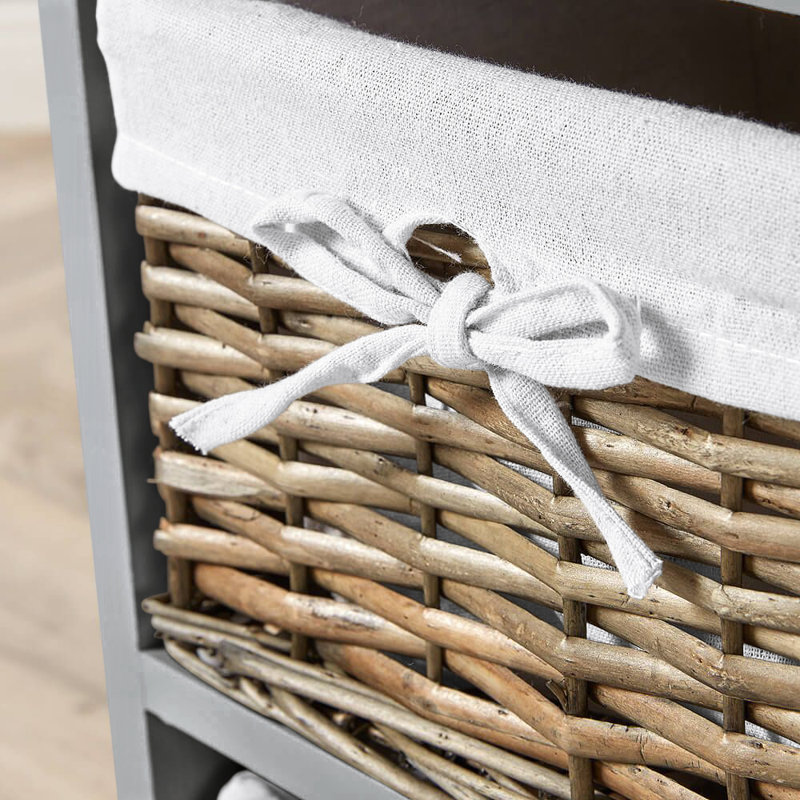 Casey Fully Assembled 6 Wicker Basket Drawer Chest, Grey