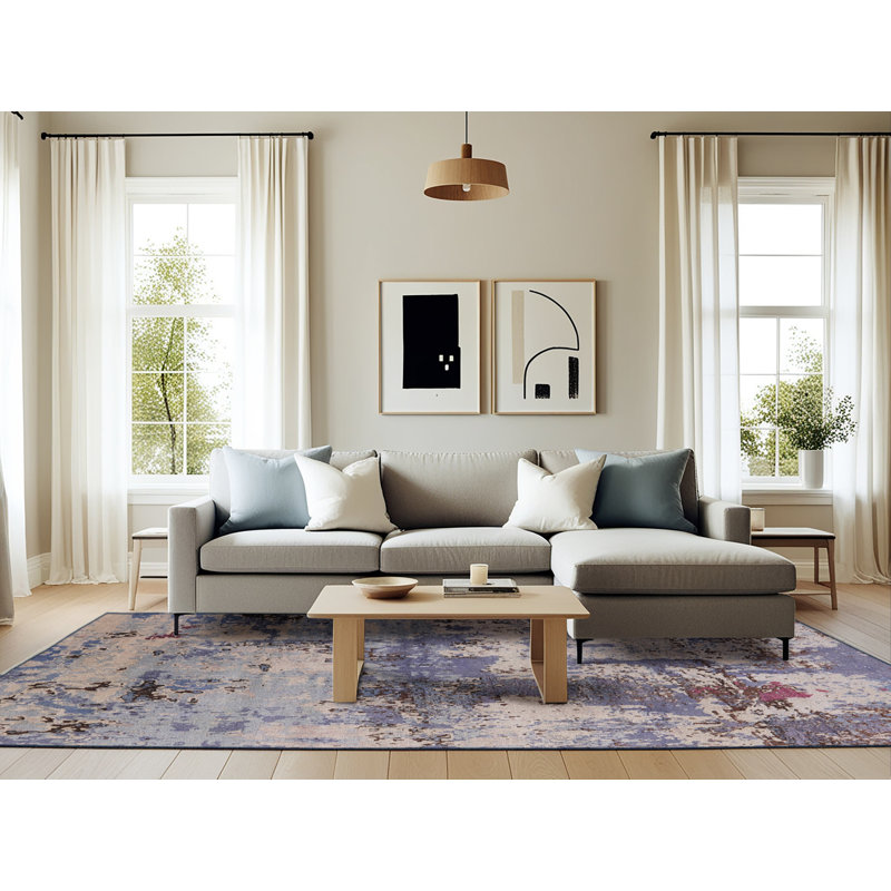 Tapis mauve / brun à motif abstrait Carmelia, Rectangle 6 pi x 9 pi