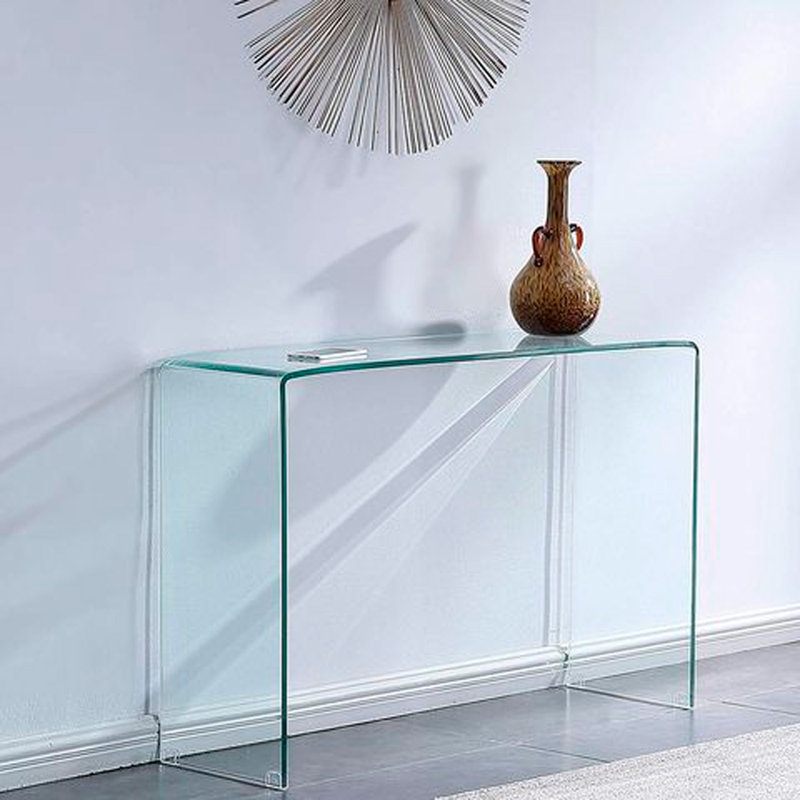 Arvani Glass Console Table, 30" H x 32" W x 14" D