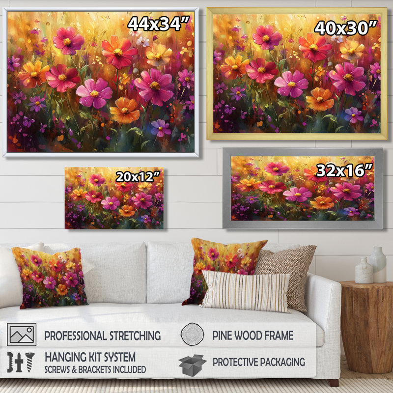 Indars aux couleurs vives, fleurs modernes, art moderne II - fleurs sauvages, Reproduction encadrée d'une seule photo, Noir