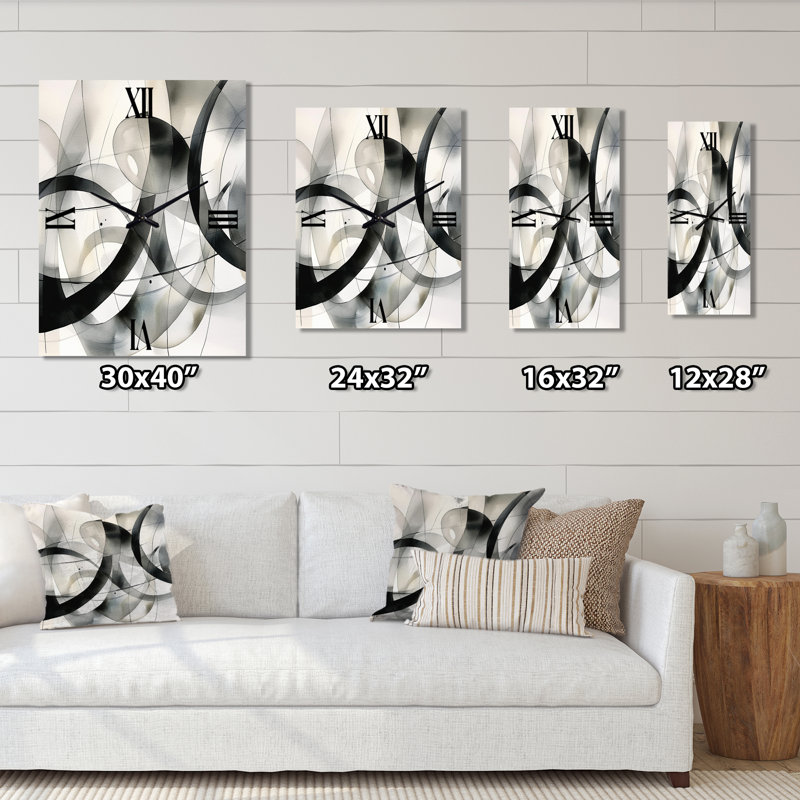 Abstract Neutral XV - Horloge murale abstraite en métal, Grand