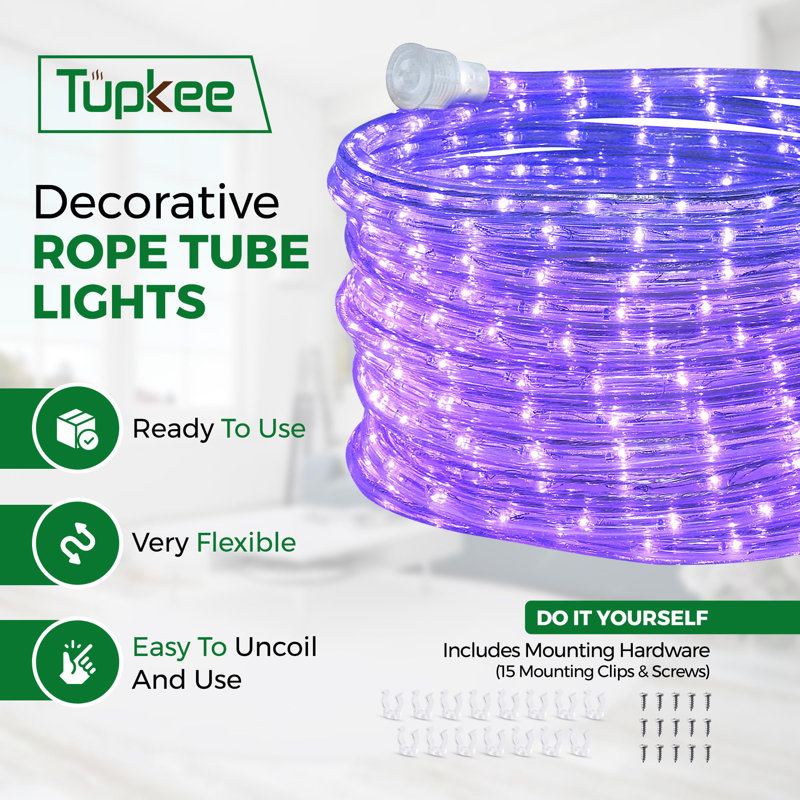 Tupkee LED Rope Light - For Indoor And Outdoor Use, 24 Feet (7.3 M) - 10MM Diameter - 144 LED Long Life Bulbs Rope Tube Lights