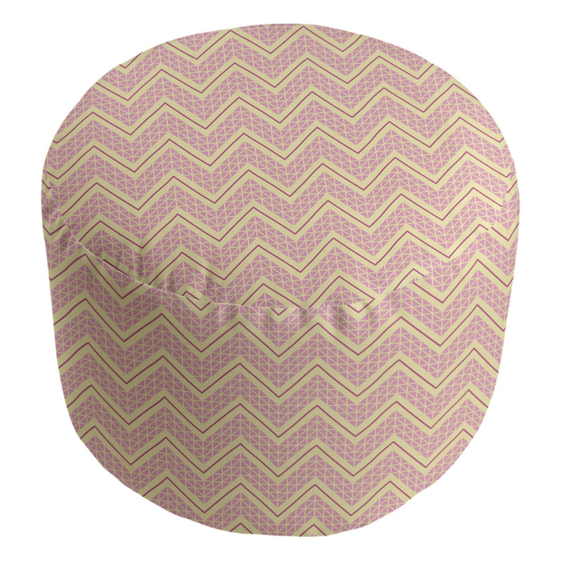 Upholstered Pouf, Pink/Yellow