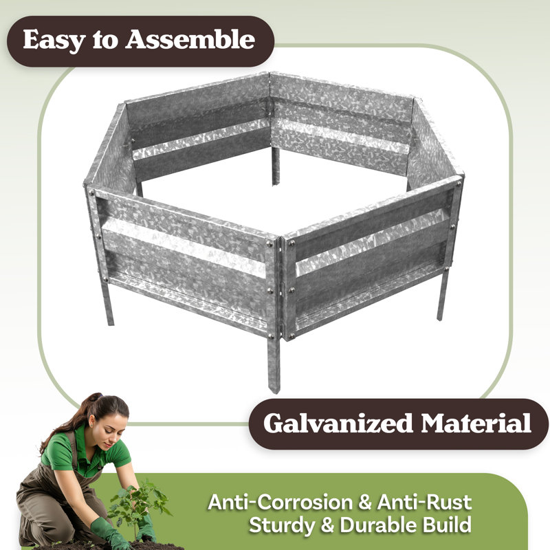 Pure Garden Galvanized Raised Garden Bed - Raised Garden Beds Outdoor Rectangle Planter Box Kit for Flowers, Vegetables, Fruits or Herbs - Raised Bed Garden Planters