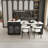 80-Inch Expandable Kitchen Island With Dining Table, Marble-Grain Countertop With Power Outlet, Mobile Storage Cart With Cabinet & 2 Drawers, Kitchen Prep Table (Black)-673150143-673150136