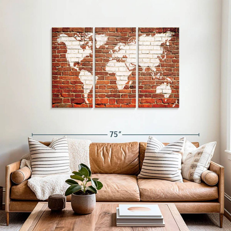 Aliaz World Map On Bricks, 36" H x 57" W