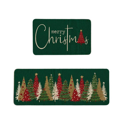  Ensemble de 2 tapis de cuisine de Noël pour tapis de sol antidérapant Merry Christmas Kitchen Decor