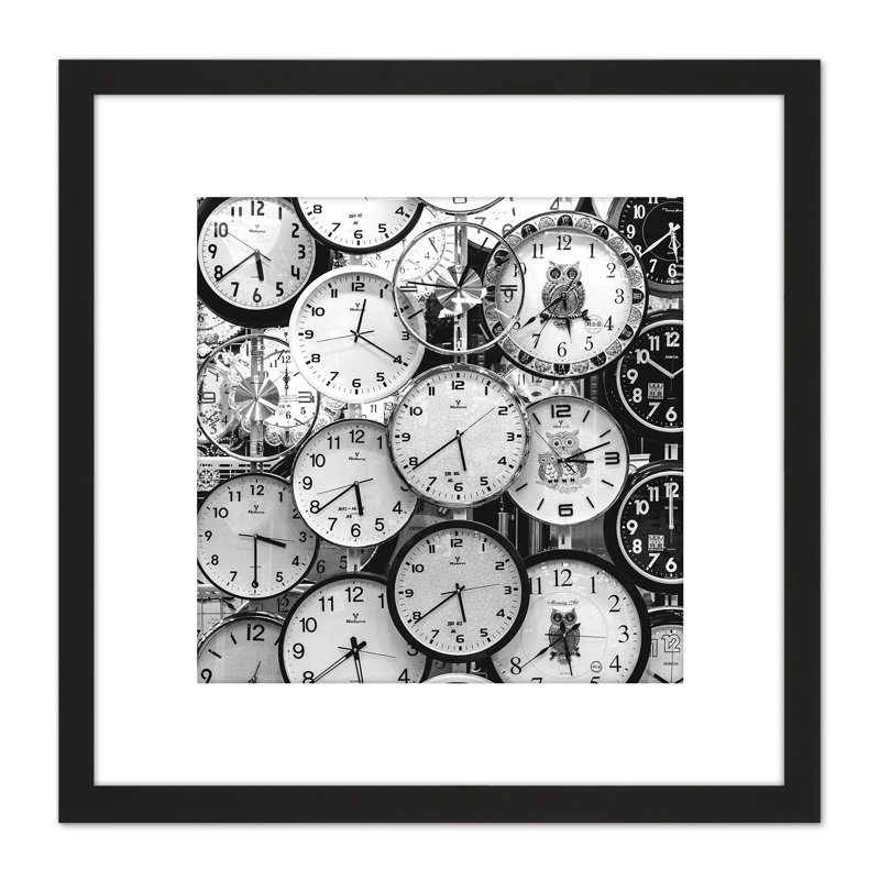 Clock Faces Time Black White Photo - Single Picture Frame Print