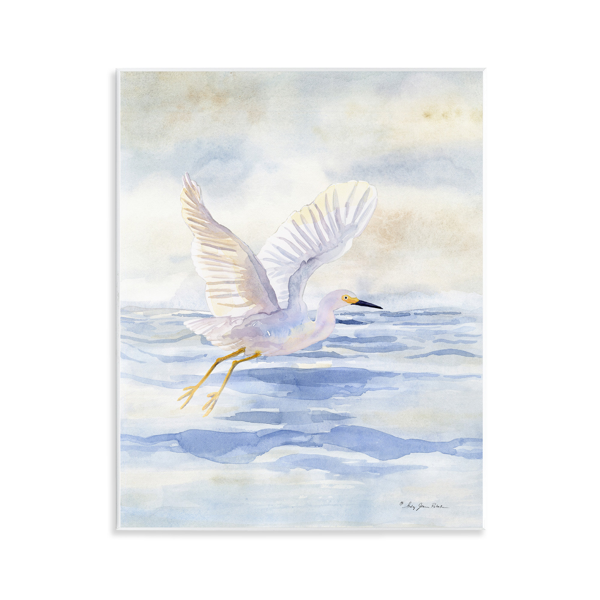 Highland Dunes Swan Flying Over Water Wall Plaque Art by Audrey Jeanne