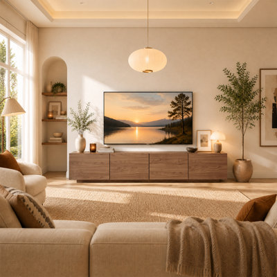 Modern TV Stand With 4 Storage Cabinets