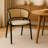 Daishun Velvet Dining Chair with Cane Rattan Back & Stainless Steel Legs – Modern Accent Chair for Kitchen, Dining Room & Bistro-1404574335