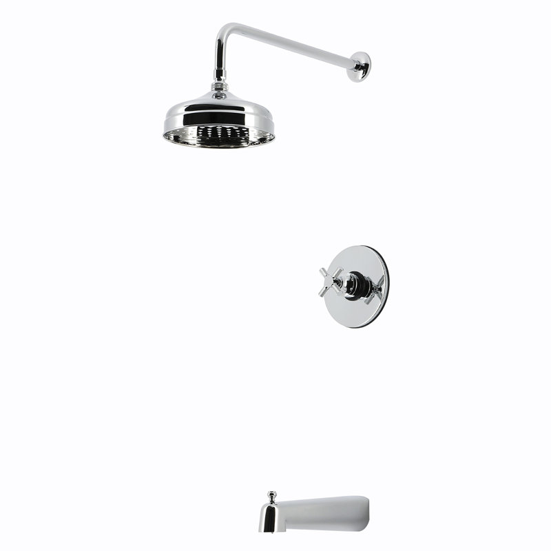 Robinet de baignoire et douche à pression équilibrée à poignée simple Kingston, Chrome poli