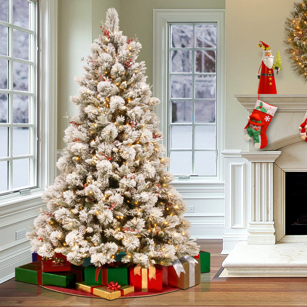 7.5ft. Snowy Bedford Pine Tree with Clear Lights The Holiday Aisle®