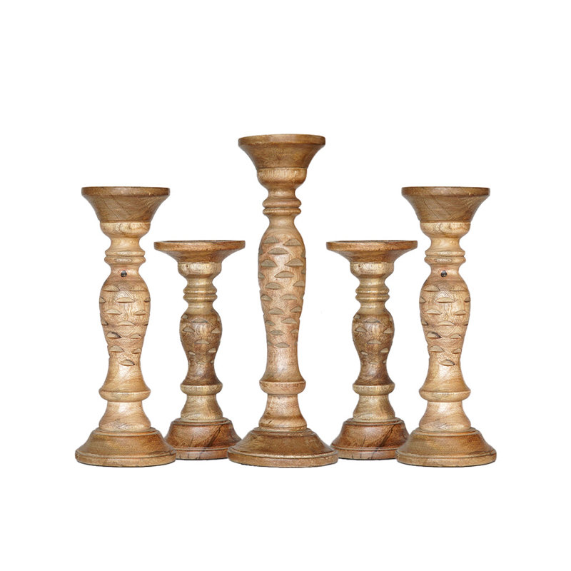15'' H Wood Tabletop Pillar, Wallnut