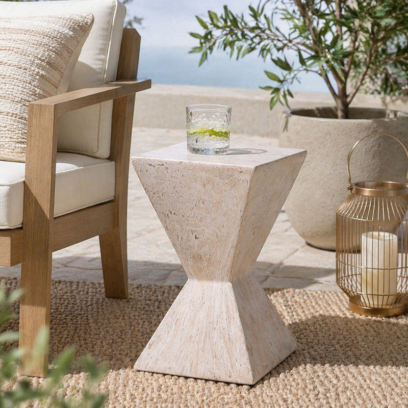Table d'appoint 18,5 po MGO, Beige, marbre