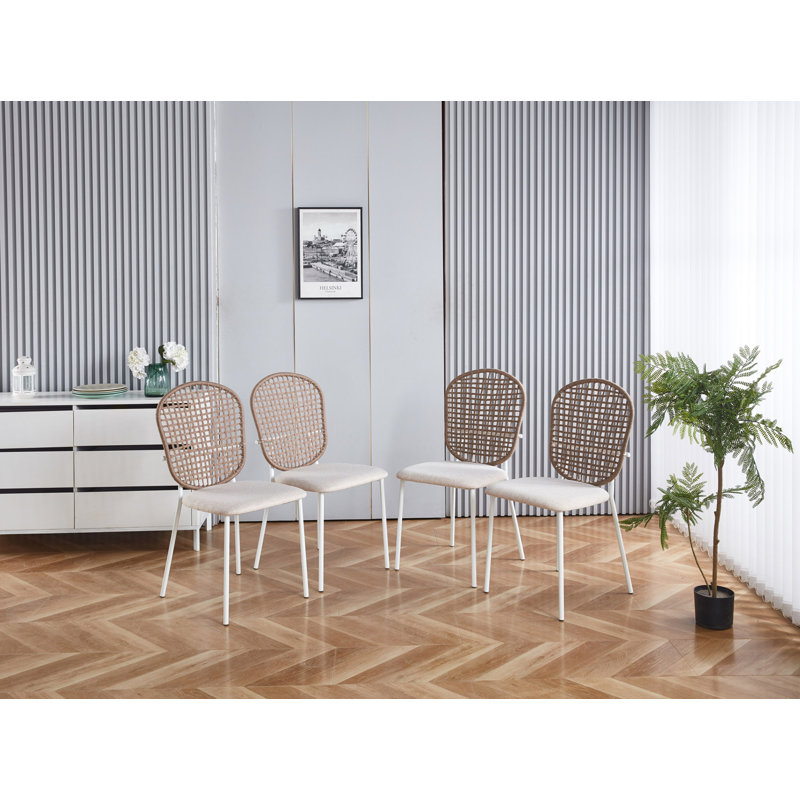 Ensemble de salle à manger 5 pièces, Marron clair, Blanc