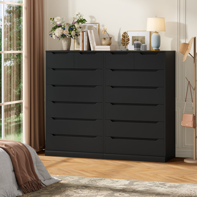 Commode 7 tiroirs, Noir