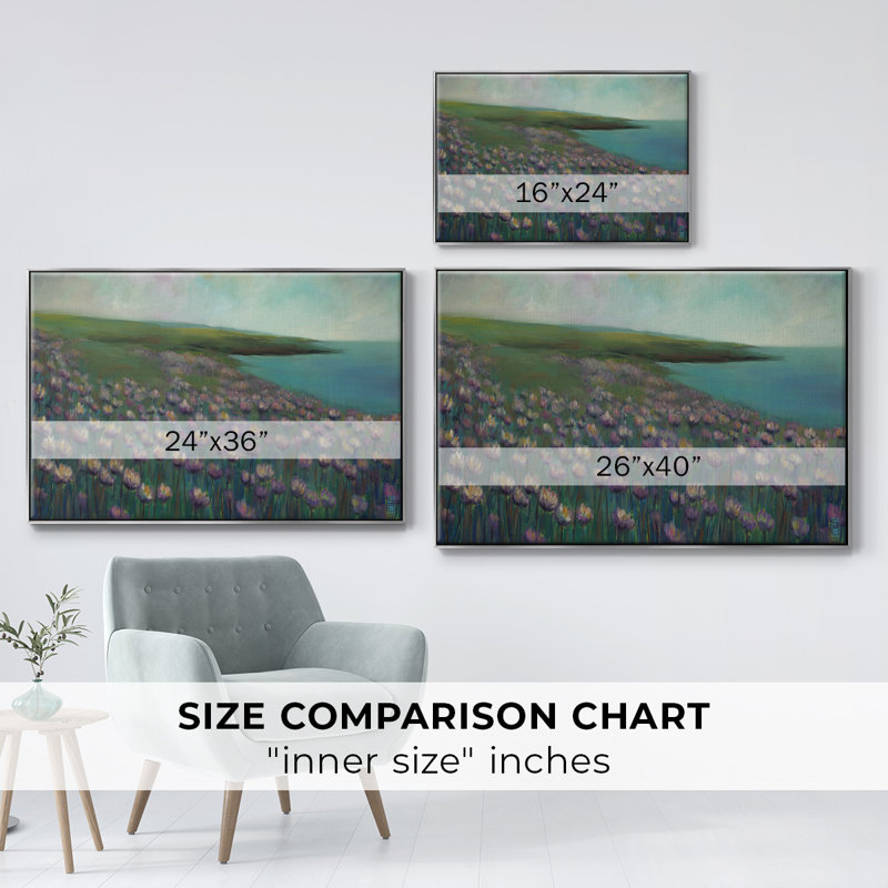 Seaside Sanctuary " Seaside Sanctuary ", 17" H x 25" W x 2" D, Silver Floater Framed Canvas