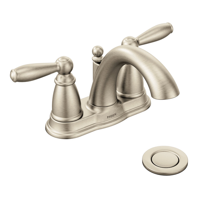 Moen Brantford Centerset Bathroom Faucet with Drain Assembly, Brushed Nickel