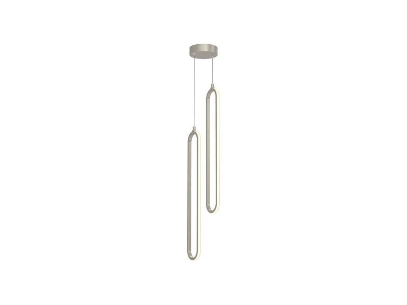 B2151718F1574514A9CD961F1BE7C166 Suspension Zanaia à 2 lumières DEL 24 po, circuit réglable, nickel peint, Blanc / Nickel