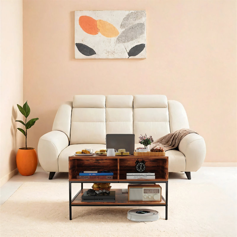 Coffee Table With Flip-top Design And Hidden Compartment