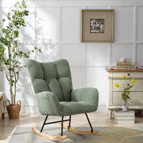 Teddy Fabric Rocking Chair,Green